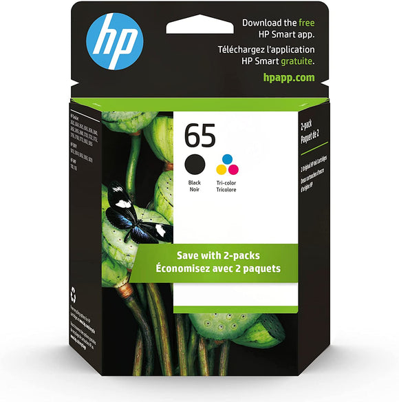 HP 65 Black & Tri-Color Ink Cartridge Combo (T0A36AN)