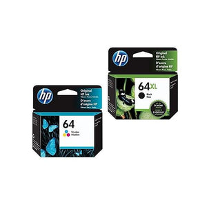 HP 64XL/64 Black High Yield/Tri-Color Standard Yield Ink Cartridge  2/Pack (3YP23AN)