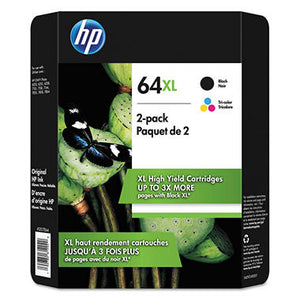 HP 64XL Black/Tri-Color High Yield Ink Cartridge 2/Pack (X4D93BN)